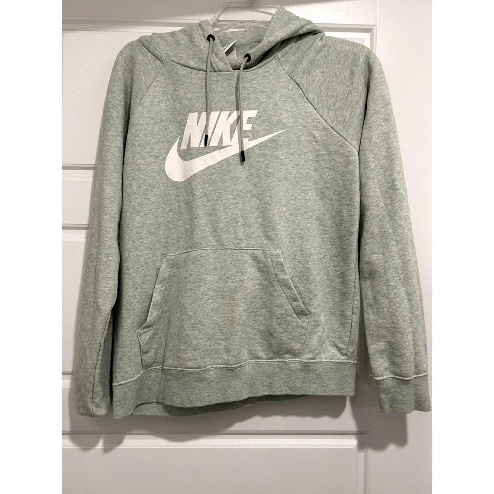 NIKE Seafoam Green White Heathered Pullover Long Sleeve‎ Hoodie Sweatshirt SMALL